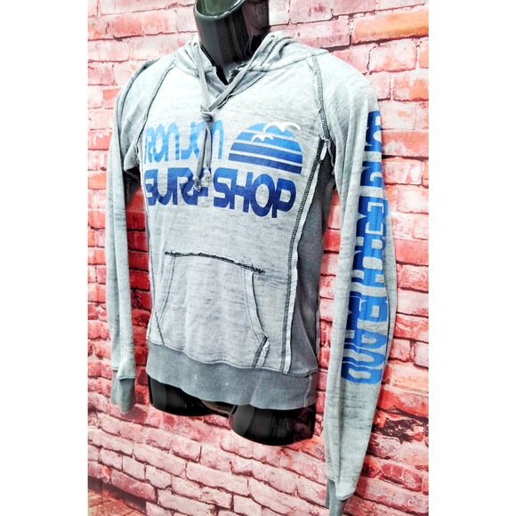 Ron Jon Surf Shop Hoodie Mens Medium Gray Kangaroo Pocket Long Sleeve Drawstring - Picture 6 of 9
